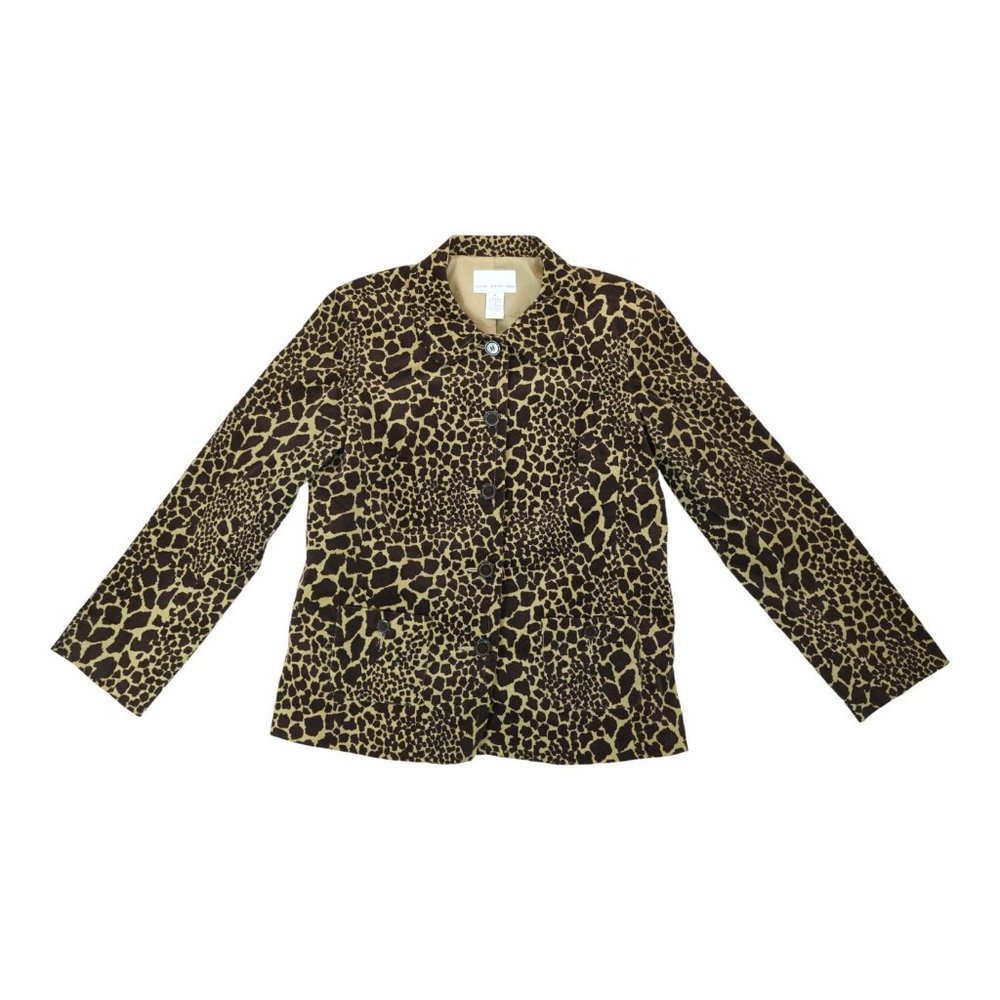Susan Graver Corduroy Jacket Blazer Giraffe Animal Print Womens Size Medium